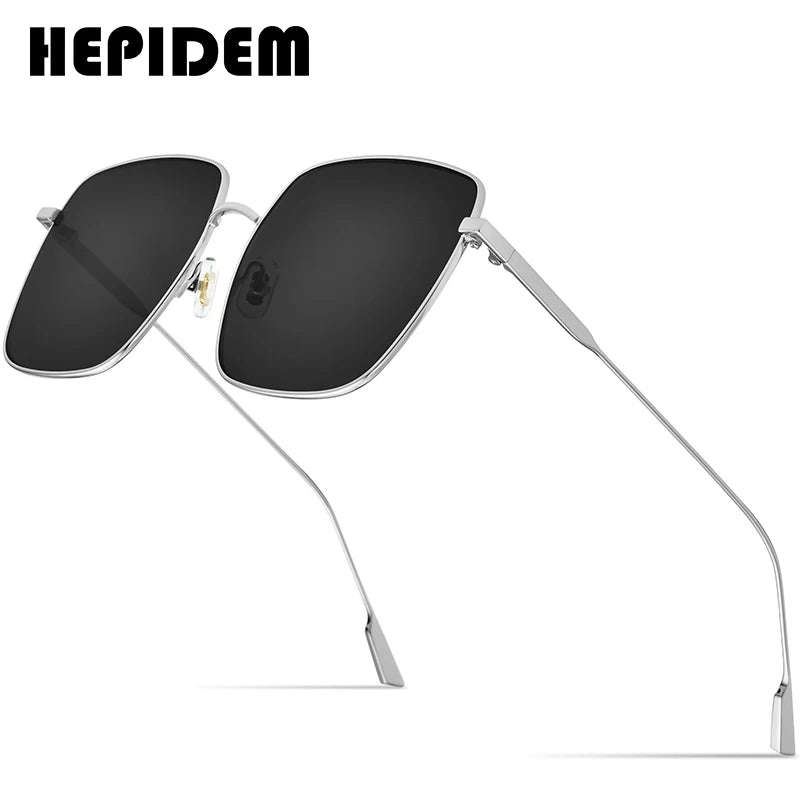 HEPIDEM Oversize Korean Sunglasses Women 2021 New Luxury Brand Alloy Square Sun Glasses for Men with Mirror Nylon Lens gm Diane