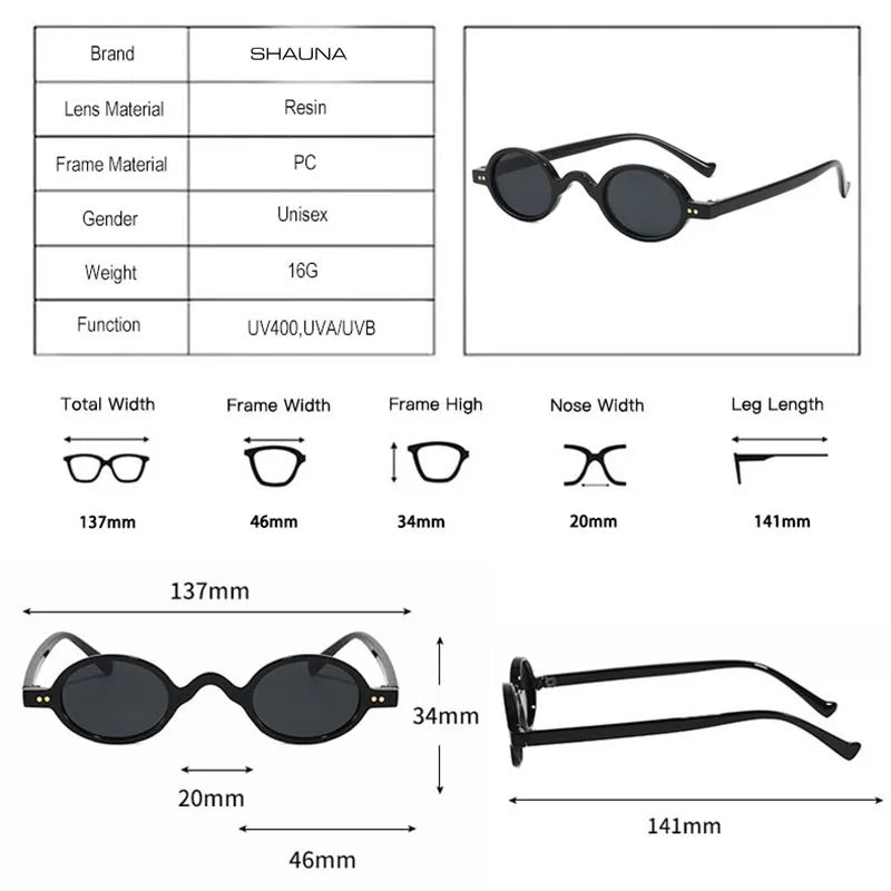 SHAUNA Vintage Small Oval Sunglasses Women Fashion Rivets Optical Eyeglasses Frame Glasses