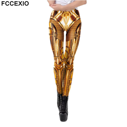 FCCEXIO Party Series Leggings The Wonders Magic Woman Film Motif 3D Imprimé Sexy Leggins Casual Workout Fitness Pants