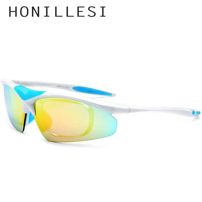 HONILLESI TR90 Polarized Sports Men Sunglasses Sun Glasses Women Driving Fishing Outdoor Myopia Optical Goggles 5 Lens 8006