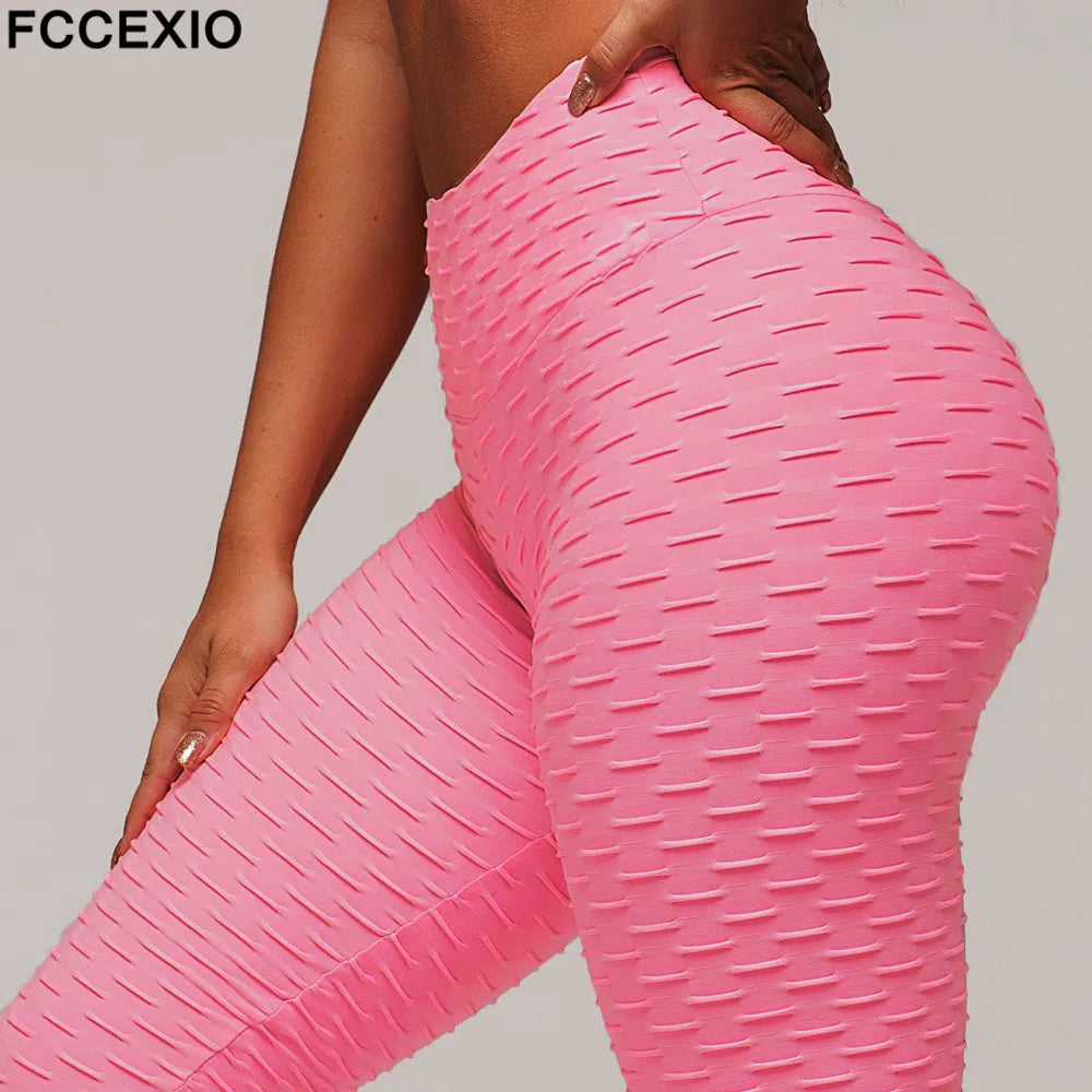 FCCEXIO 9 Couleurs Nouvelle Mode Jacquard Taille Haute Leggings Vente Chaude Femmes Fitness Leggings PUSH UP Workout Booty Pantalons S-3XL