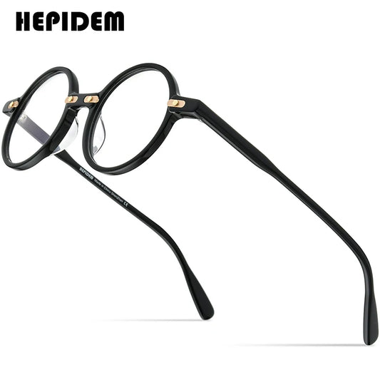 HEPIDEM Acetate Glasses Men Vintage Retro Round Transparent Eyeglasses Frame Women Optical Spectacles  Eyewear 9173