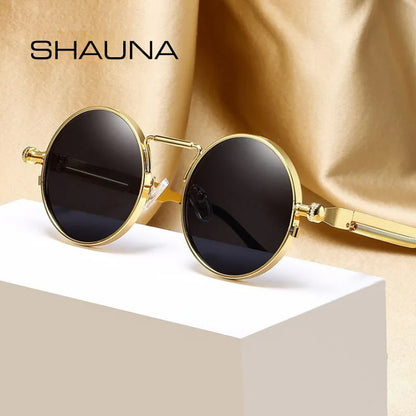 SHAUNA Retro Spring Punk Sunglasses Fashion Round Shades UV400