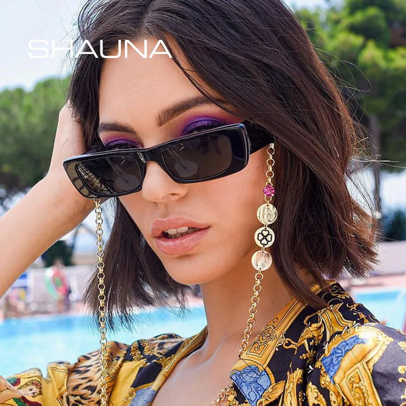 SHAUNA Fashion Small Rectangle Sunglasses Women Brand Designer Retro Jelly Frame Sun Glasses Men Shades UV400