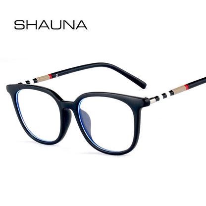 SHAUNA Anti Blue Light TR90 Women Cat Eye Glasses Frames Luxury Men Optical Computer Glasses