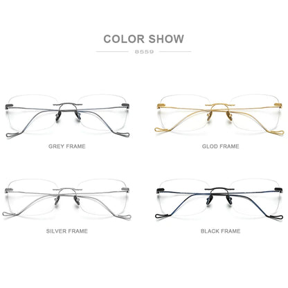 FONEX Titanium Eyeglasses Men 2020 New Rimless Square Eyeglasses Women Frameless Frames Eyewear 8559