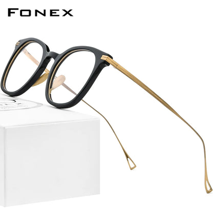 FONEX Acetat Titan Brillen Männer Retro Quadrat 2022 Vintage Brillen Rahmen Frauen Brillen F85698