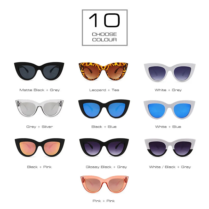 SHAUNA Retro Cat Eye Sunglasses  Women UV400 Metal Hinge