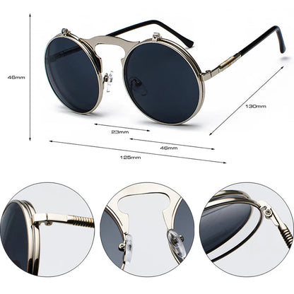 SHAUNA Folding Steampunk Sunglasses Women Retro Men Spring Temples Round Clear Red Punk Glasses UV400