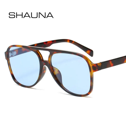 SHAUNA Lunettes de soleil aviateur tendance pour femmes et hommes, verres bleus et jaunes, UV400