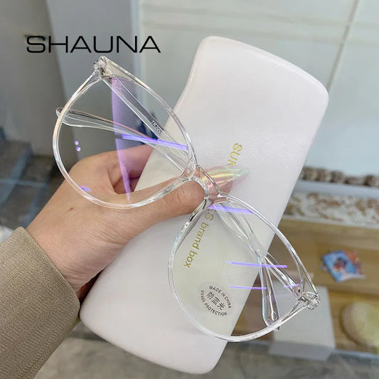 SHAUNA Anti Blue Light Women Round Glasses Frames Fashion Transparent Men Optical Computer Glasses