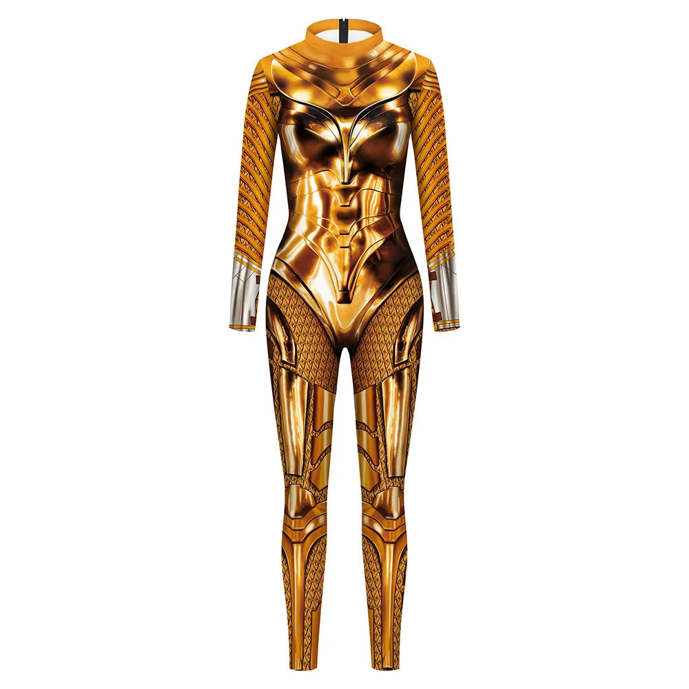 FCCEXIO The Wonder is Magic Woman Movie Pattern 3D Print Sexy Bodysuits Women  Long Sleeve Cosplay New Jumpsuit