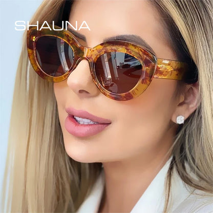 SHAUNA Retro Oversized Cat Eye Colorful Sunglasses Women Fashion Green Orange Eyewear Shades UV400 Trending Men Sun Glasses