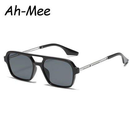 Fashion Square Sunglasses Women Men Brand Punk Small Frame Yellow Sun Glasses Female Retro Double Beam Metal Eyeglasses UV400