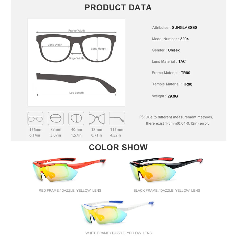 HONILLESI TR90 Polarisierte Sport-Sonnenbrille für Männer und Frauen 2019 Neue optische Myopie-Schutzbrille mit 5 Linsen 3204