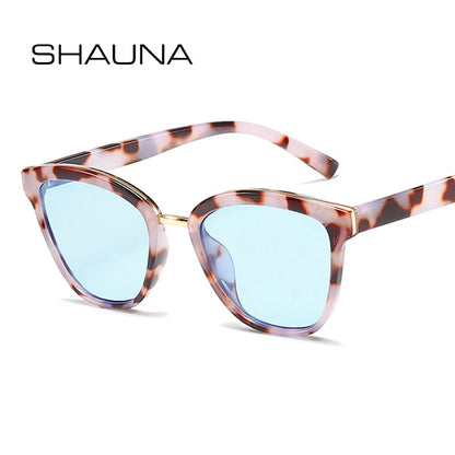 SHAUNA Ins Popular Fashion Colorful Cat Eye Women Sunglasses Retro Leopard Tea Blue Shades UV400 Trending Men Square Sun Glasses