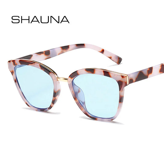 SHAUNA Ins Populaire Mode Coloré Oeil de Chat Femmes Lunettes de Soleil Rétro Léopard Thé Bleu Nuances UV400 Tendance Hommes Lunettes de Soleil Carrées