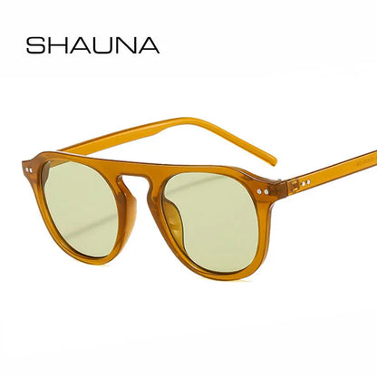 SHAUNA Rivets Retro Jelly Frame Round Sunglasses UV400