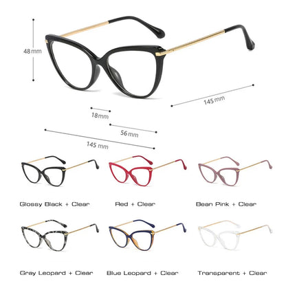 SHAUNA Anti-Blue Light Retro Women Cat Eye Glasses Eyewear Fashion TR90 Spring Hinge Optical Frames