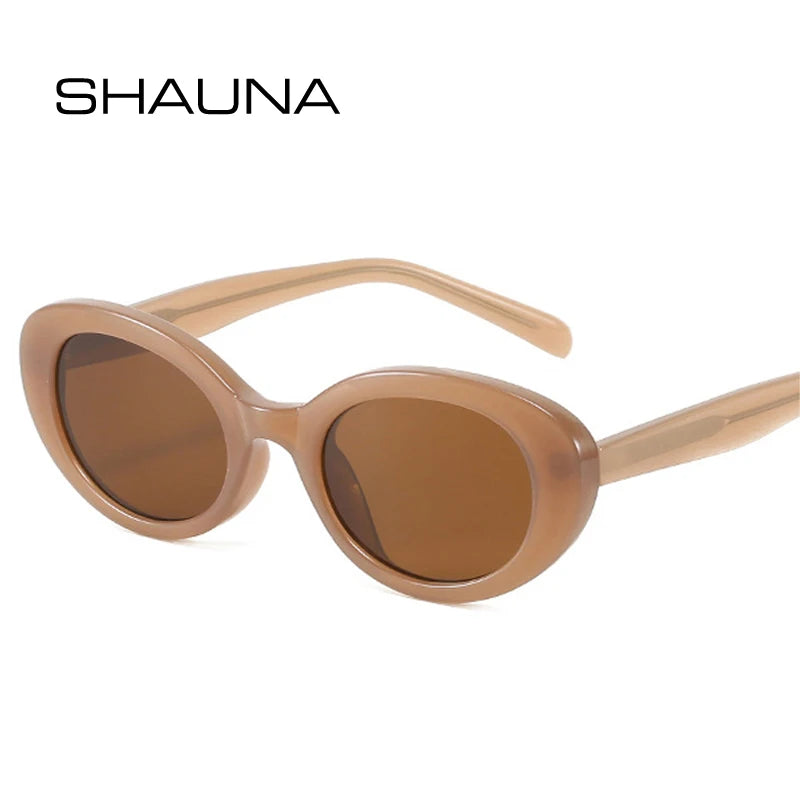 SHAUNA Retro Kleine Ovale Sonnenbrille Mode Bonbonfarben Damen Katzenaugen Sonnenbrillen Schattierungen UV400 Edelstahl Drahtbügel