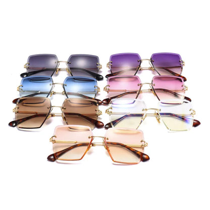 SHAUNA Classic Women Rimless Square Sunglasses Fashion Gradient Shades UV400