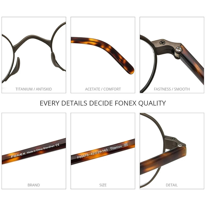 FONEX Pure Titanium Eyeglasses Men Retro Square Glasses Frame Women 2021 New Vintage Eyewear F85675