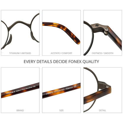 FONEX Pure Titanium Eyeglasses Men Retro Square Glasses Frame Women 2021 New Vintage Eyewear F85675