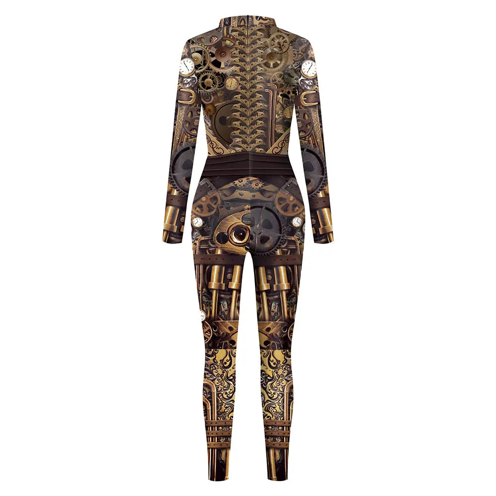 FCCEXIO Mechanical Style Women Jumpsuits High Quality New Long Sleeve Zipper Suit Cosplay Costume Steampunk Party Costumes