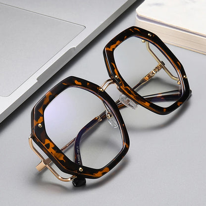 SHAUNA Retro Polygon Square Women Eyeglasses Frame Clear Anti Blue Light Lens Eyewear Spring Hinge Men Optical Glasses Frame