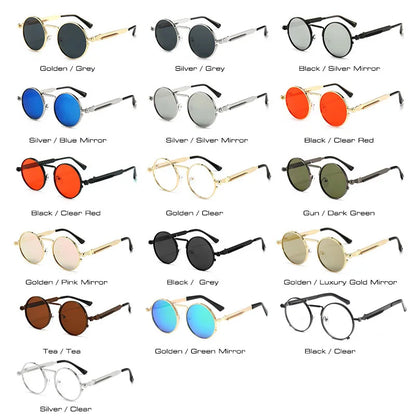 SHAUNA Retro Spring Punk Sunglasses Fashion Round Shades UV400