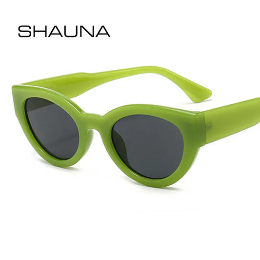 SHAUNA Retro Women Cat Eye Sunglasses Fashion Jelly Green Shades Men UV400