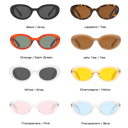 SHAUNA Retro Kleine Ovale Sonnenbrille Mode Bonbonfarben Damen Katzenaugen Sonnenbrillen Schattierungen UV400 Edelstahl Drahtbügel