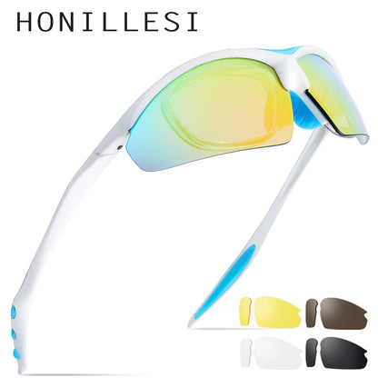 HONILLESI TR90 Polarized Sports Men Sunglasses Sun Glasses Women Driving Fishing Outdoor Myopia Optical Goggles 5 Lens 8006