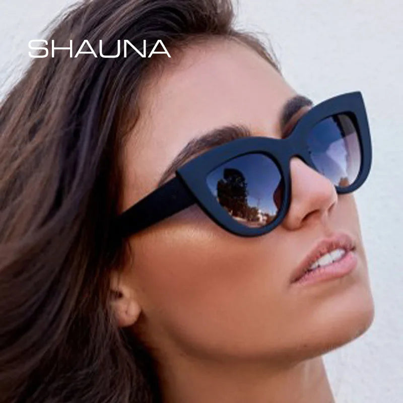 SHAUNA Retro Cat Eye Sunglasses  Women UV400 Metal Hinge