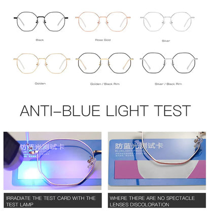 SHAUNA Anti-Blue Light Fashion Women Polygons Eyeglasses Frame Ultralight Metal Optical Glasses Frame