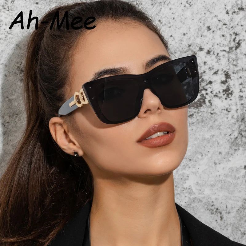 Fashion Cat Eye Sunglasses Women Luxury Brand Designer Rimless Cateye Sun Glasses For Ladies Oversized Frameless Gradient Shades