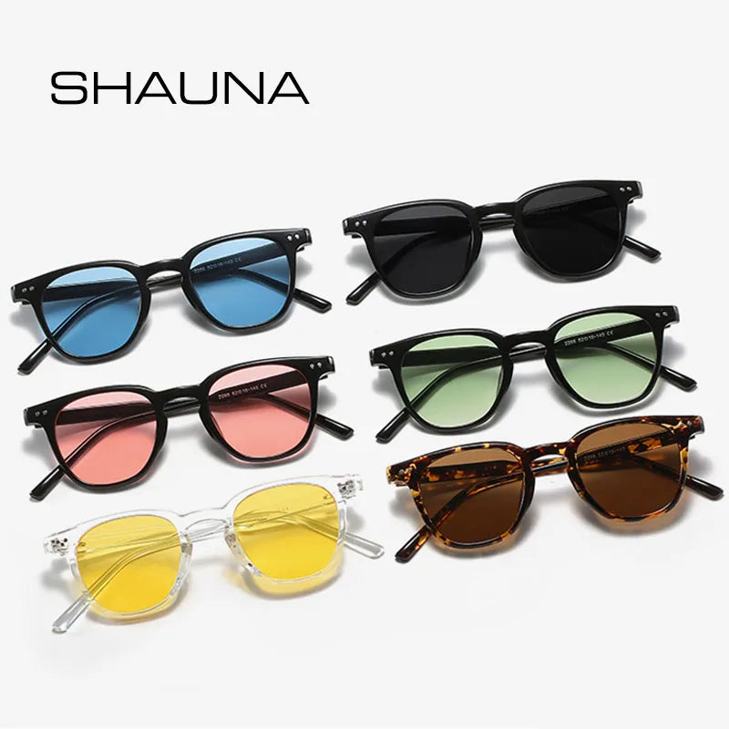 SHAUNA Ins Popular Retro Rivet Sunglasses Women Trending Summer Styles Men Sun Glasses UV400