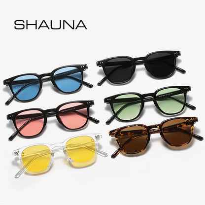 SHAUNA Ins Popular Retro Rivet Sunglasses Women Trending Summer Styles Men Sun Glasses UV400