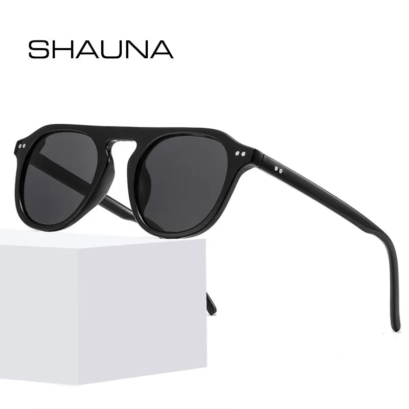 SHAUNA Rivets Retro Jelly Frame Round Sunglasses UV400