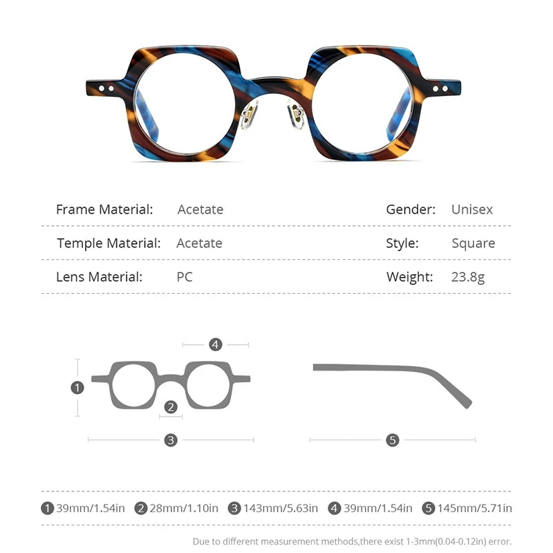 HEPIDEM Acetate Glasses Frame Men 2022 New Vintage Retro Polygon Eyeglasses Women Optical Optical Spectacles Eyewear 9181