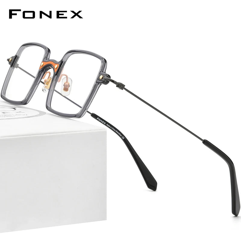 FONEX Acétate Titane Lunettes Femmes 2021 Lunettes Carrées Monture Hommes Transparent Lunettes Lunettes F85687