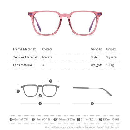 HEPIDEM Acetate Glasses Men Oversize Transparent Square Eyeglasses Frame Women Spectacles  Eyewear 9167