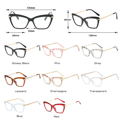 SHAUNA Spring Hinge Unique Faceted Eyeglasses Frame Women Transparent Cat Eye Glasses UV400