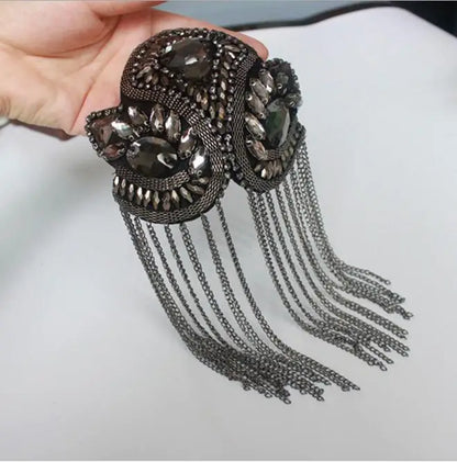 2023 Bijoux d'épaulettes faits à la main, grande broche d'épaule, épaulettes, pointes d'épaulettes, accessoires de blazer, épingle