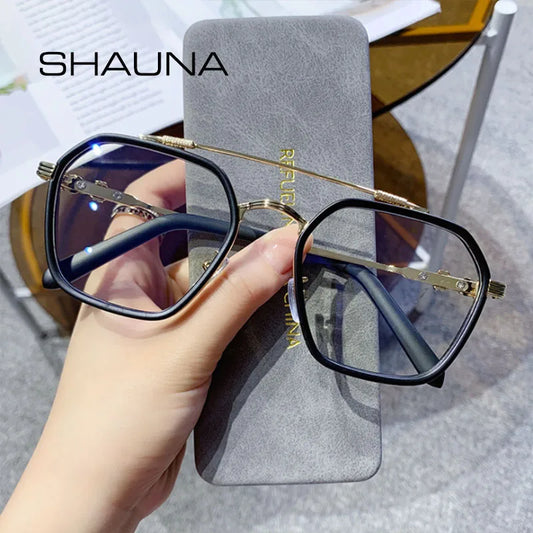 SHAUNA Retro Anti Blue Light Square Glasses Frames Vintage Gothic Optical Eyeglasses Frame