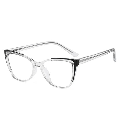 SHAUNA Retro Cat Eye TR90 Women Eyeglasses Frame Fashion Anti Blue Light Spring Hinge Men Optical Frame Stainless Steel Wire Arm