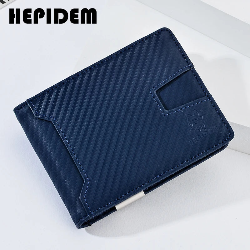 HEPIDEM RFID Blocking High Quality Genuine Leather Slim Wallet 2020 New Short Front Pocket Money Dollar Bill Purse for Men 2021