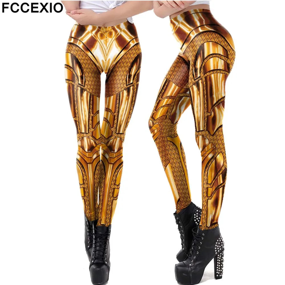 FCCEXIO Pantalon de fitness décontracté pour entraînement, série de fête, leggings The Wonders Magic Woman, motif de film, imprimé 3D, leggings sexy S-XL