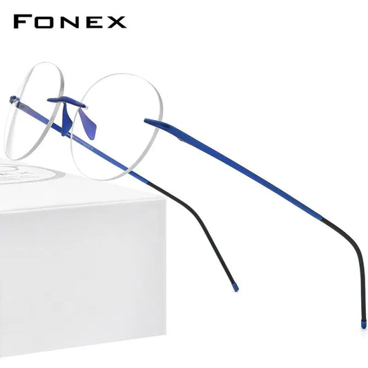 FONEX Titanium Eyeglasses Women 2020 New Rimless Round Glasses Men Frameless Frame Eyewear 8563