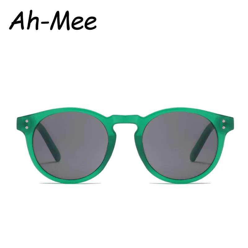 Cycling Small Round Sunglasses Women Men Classical Retro Brand Designer Outdoor Driving Green Black Acetate Rivet Sun Glasses